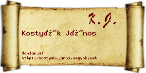 Kostyák János névjegykártya